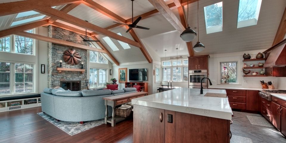 Timber wood accents in modern kitchen renovation