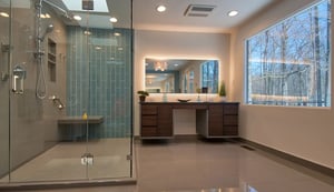 Modern bathroom remodel in Northern Virginia by Denny and Gardner