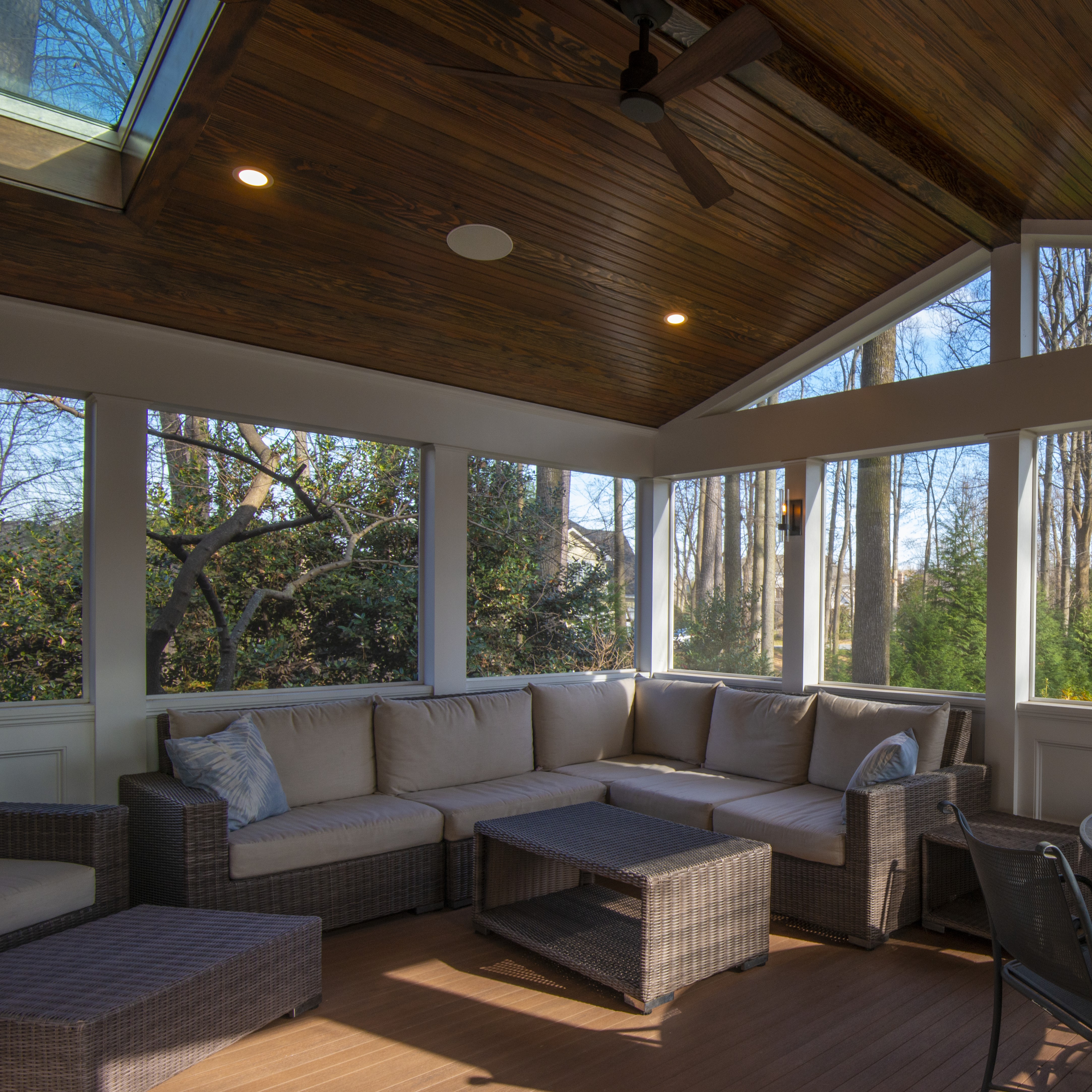 screened porch with skylight