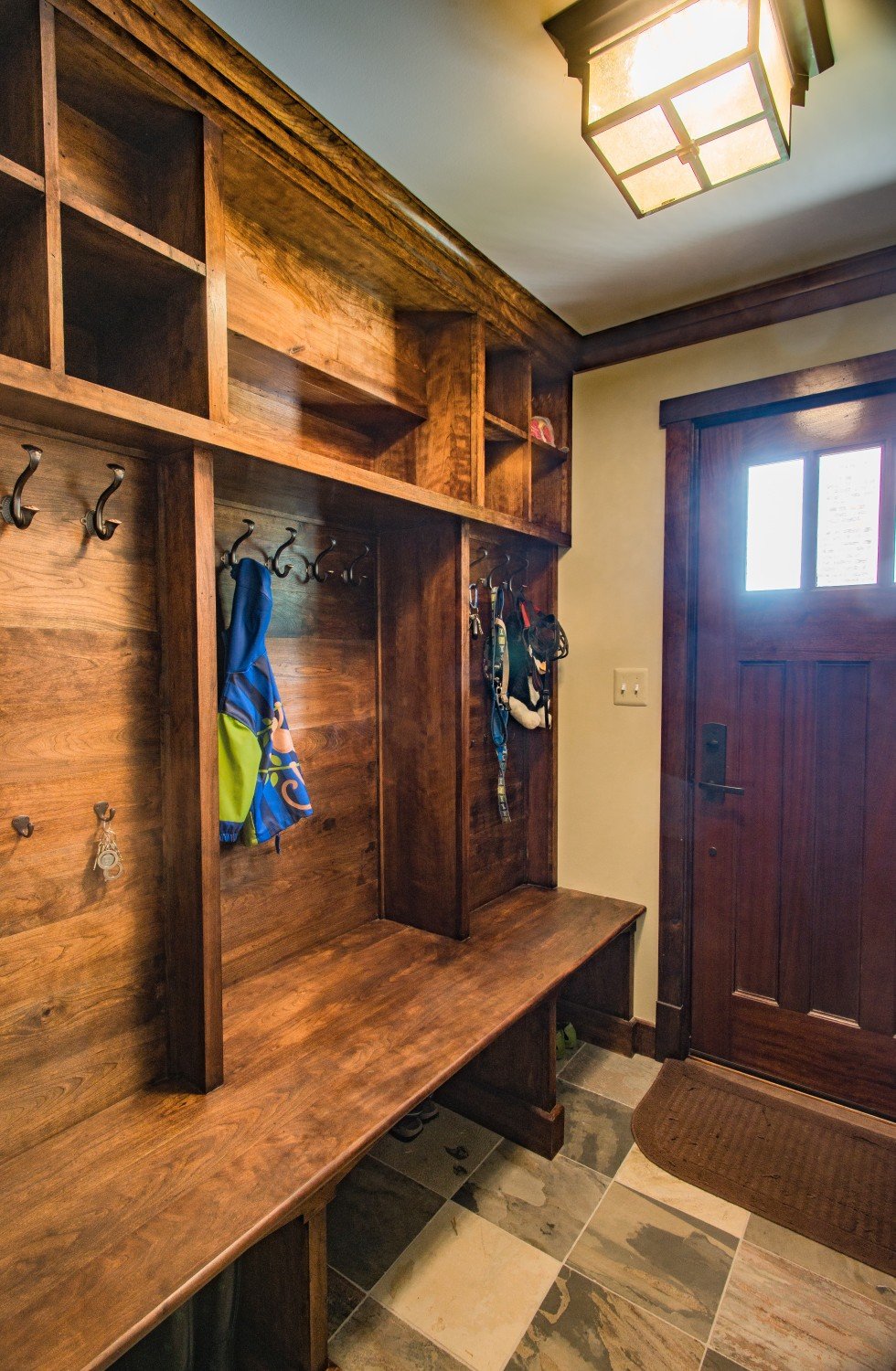 Stained-mudroom-built-in