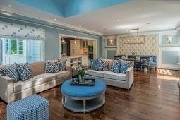 Interior Whole Home Remodel Tufted Accent Wall and Blue Color Palette - Whole Home Remodeling Services | Denny + Gardner